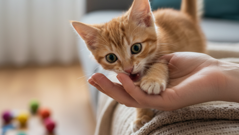 Tại sao mèo con hay cắn tay và cách điều chỉnh hành vi này