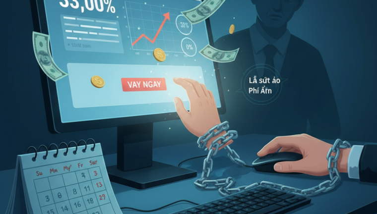 Vay tiền vội vàng: Cú click chuột 5 phút, trả giá bằng cả năm lương?